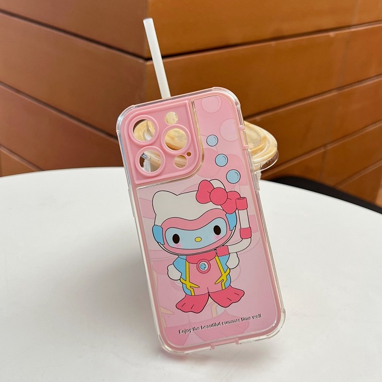 Pink Diving Kitty Soft TPU Case iP iPhone 14 + Plus 11 12 13 Pro Max FTD Girl Woman Casing Apple