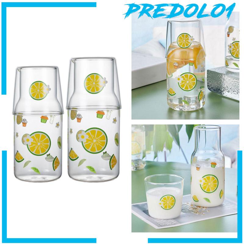 [Predolo1] Bedside Carafe water Carafe Gelas Set Untuk Jus Minum Kulkas Kantor