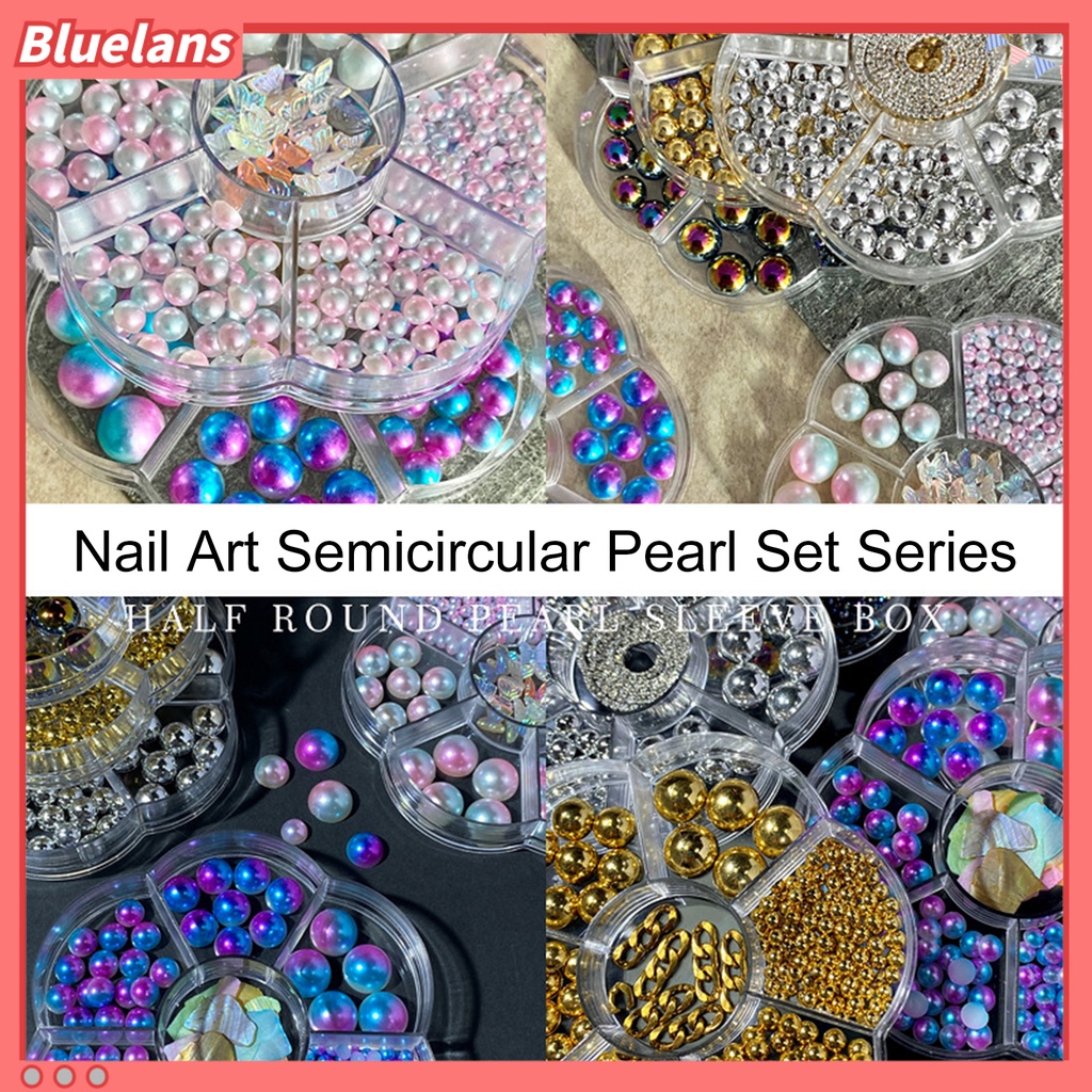 [BLM] 1kotak3/5/6 /8 /10mm Kuku Mutiara Imitasi Tiga Dimensi Mengkilap Gloss DIY Mini Setengah Bulat Mutiara Imitasi Kerajinan Nail Art Decor Manicurist Supply