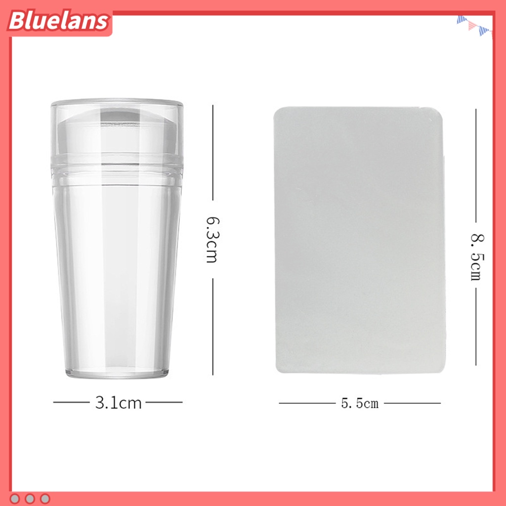 [BLM] 1set Nail Art Stamper Dengan Scraper Kuku Desain Dapat Dilepas Stamper Kuku Silikon Transparan Manicure Tools Untuk Profesional