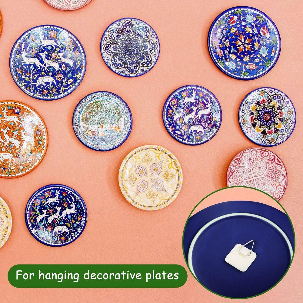 Populer 10pcs Gantungan Piring Tanpa Paku Gantungan Gambar Perekat Vertical Invisible