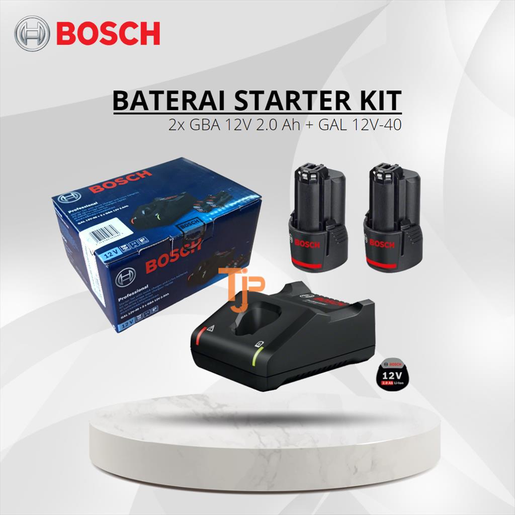 BOSCH BATERAI STARTER KIT 2x GBA12V 2.0 AH + CHARGER  GAL 12V-40