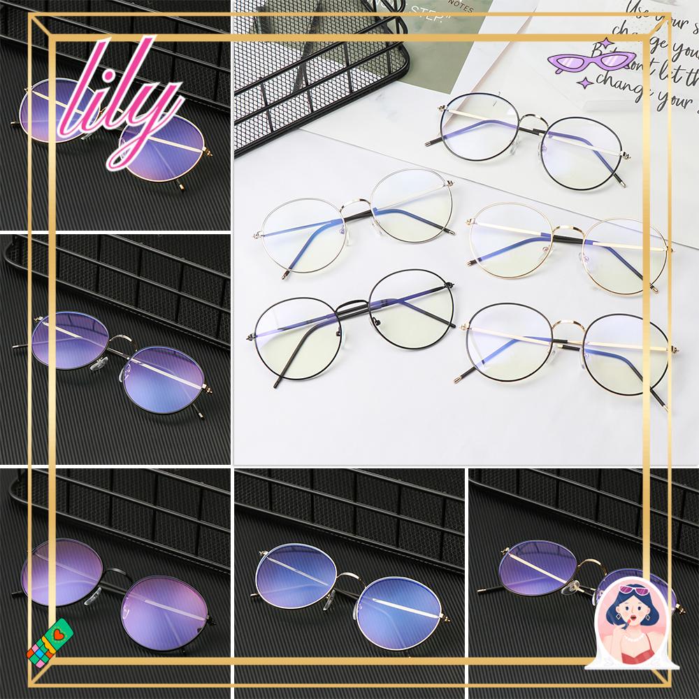 Lily Kacamata Logam Fashion Komputer Bulat Bingkai Ultra Ringan