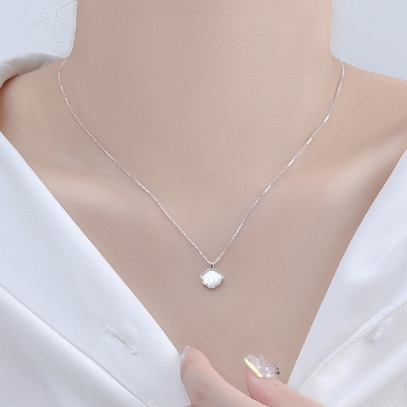 A Shell Kalung Perempuan S925 Sterling Silver Temperamen Kepribadian Hadiah Untuk Pacar Kekasih Hadiah Perhiasan Shell Panjang
