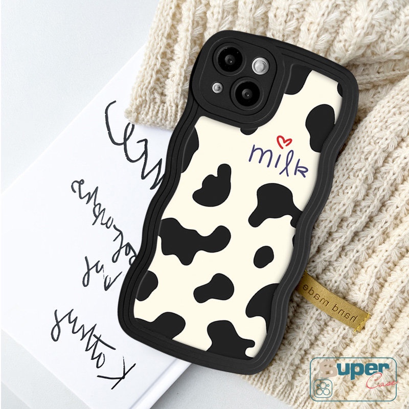 Casing Motif Sapi Susu Leopard Lembut Vivo Y15s Y22 Y16 Y20 Y15 Y11 Y17 Y02 V25E Y22s Y30 Y21 Y91 Y02s Y33s Y91C Y35 Y12s Y21s Y15A V20 Y12 V25 V21 Y50 Y93 Y12i Wavy Edge Smiley Cover