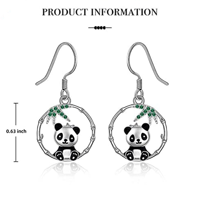 Panda Anting Hoop Untuk Wanita Gadis Lucu Anting Lingkaran Warna Perak Fashion Serbaguna Hadiah Perhiasan Telinga