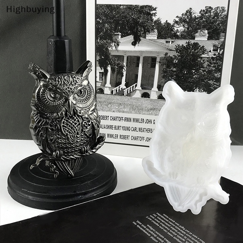 Hbid Ornamen Burung Hantu Epoxy Resin Cetakan DIY Hiasan Dinding Desktop Ornamen Setengah Tiga Dimensi Eagle Silicone Mold Glory