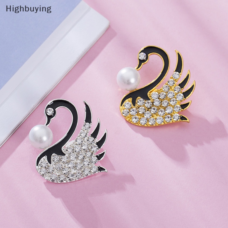 Hbid Fashion Mutiara Swan Bros Pin Untuk Wanita Pakaian Coat Lapel Pin Dekorasi Perhiasan Hadiah Glory