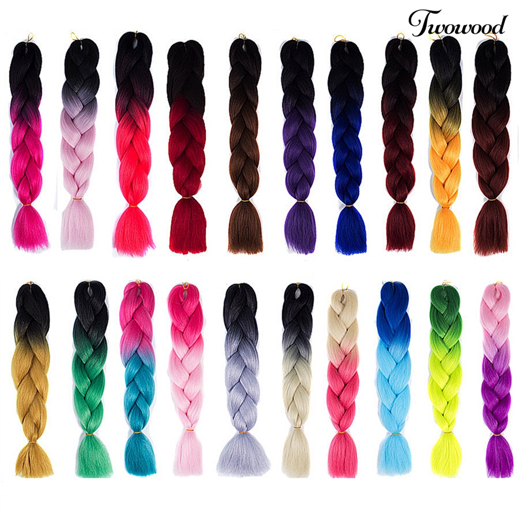 Twowood Wig Warna Gradasi Wanita Fashion Braided Hair Extension Untuk Club