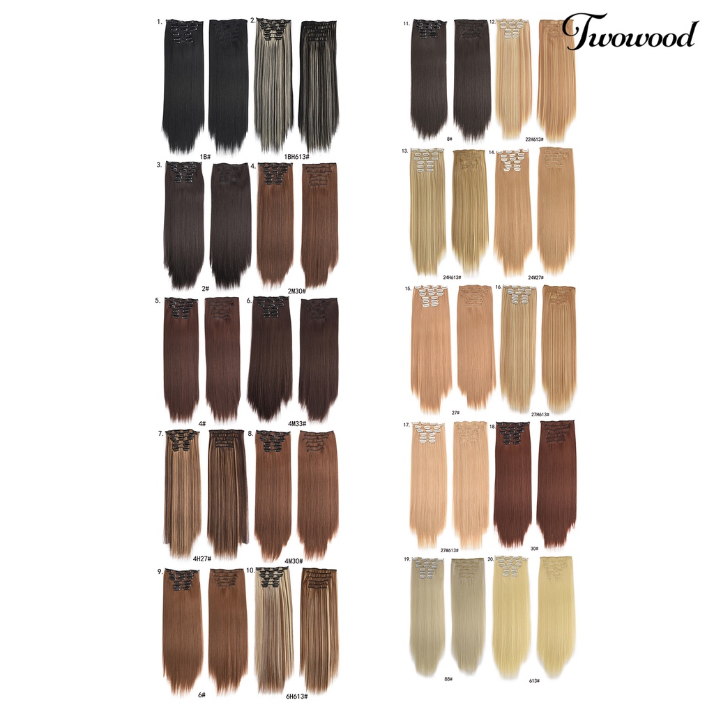 Twowood Wig Clip Tahan Panas Permukaan Halus Ultra Panjang Klip Serat Suhu Tinggi Wig Lurus Untuk Perempuan