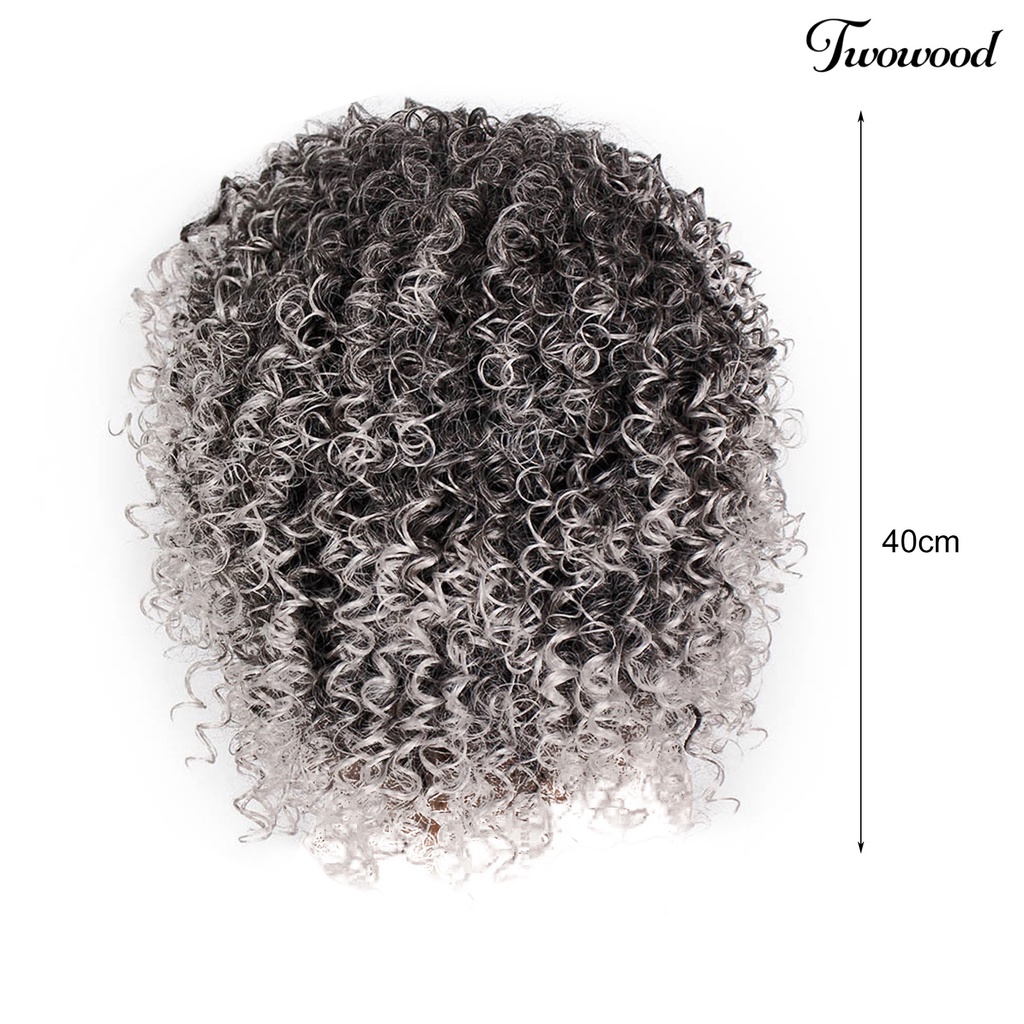 Twowood Explosion Wig Nyaman Cosplay Abu-Abu Rambut Pendek Keriting Afrika Ombre Cosplay Wig Untuk Pesta