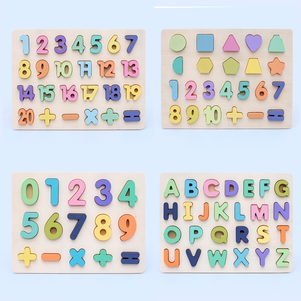 WE Puzzle ABC dan Number Timbul Jumbo Murah Chunky Puzzle Anak Kayu 3D Puzzle Huruf dan Angka Jigsaw Wooden Mainan Edukasi