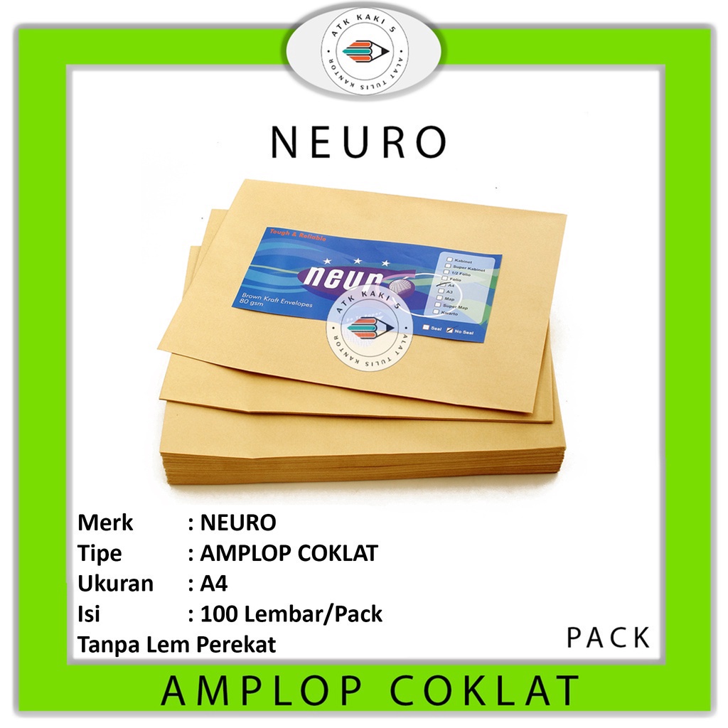 

NEURO - Amplop Coklat Ukuran A4 Non Seal - Pack