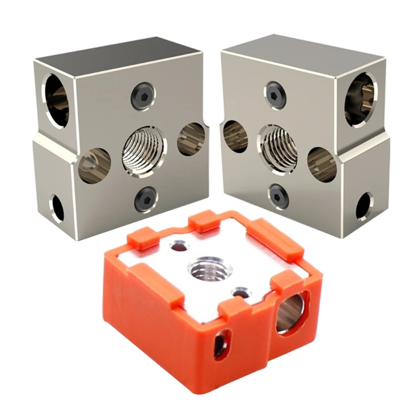 Cre High-Quality 3D Printer Extruder Block Blok Panas Untuk CR6SE 3D Printer Extruder Hotend Plated-Tembaga Aluminium Panas B