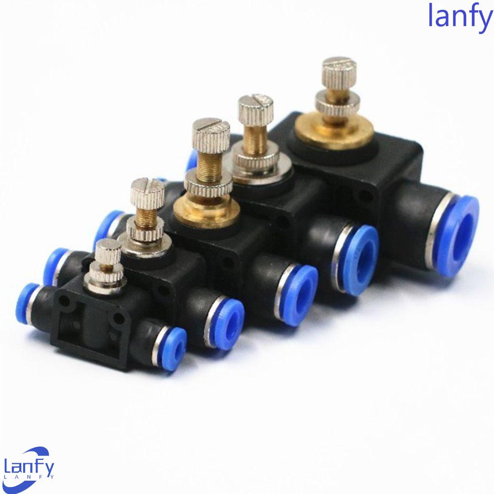 Lanfy Throttle Valve Valve Valve Tabung Selang Air Adjust Valve Konektor Fitting Pengatur Kecepatan Pneumatic Valve