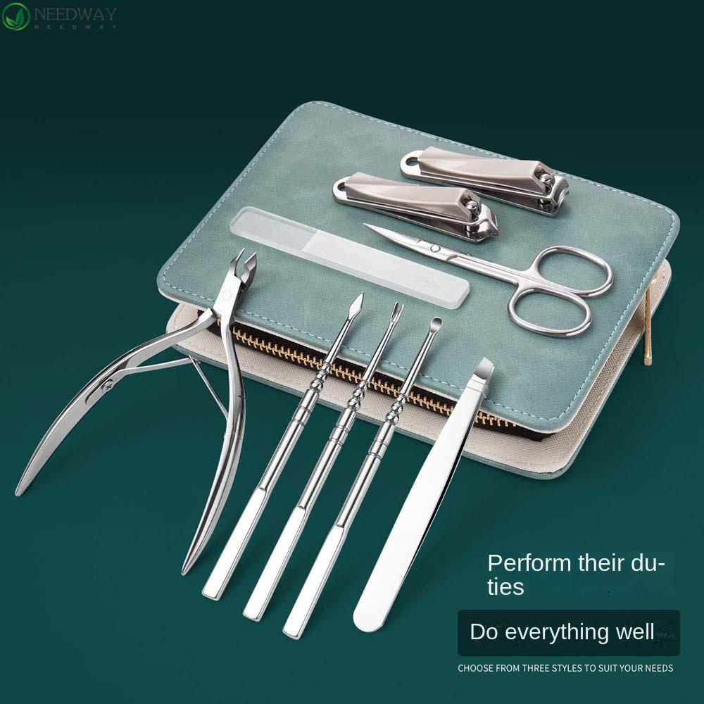 Needway Gunting Kuku Set Perawatan Kuku Profesional Kualitas Tinggi Kutikula Nipper Kuku Sanding Pedicure Earpick Pinset Alis Manicure Tool