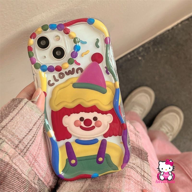 Case Badut Lucu Imut Untuk VIVO Y36 Y31 Y35 Y12 Y21 Y20 Y15s Y16 Y22 Y15 Y12i Y11 Y12s Y30 Y15A Y91C Y02 Y33s Y20i Y95 Y17 Y22s Y51 Y91 Y51A Y21s 3D Wavy Curved Edge Soft Cover