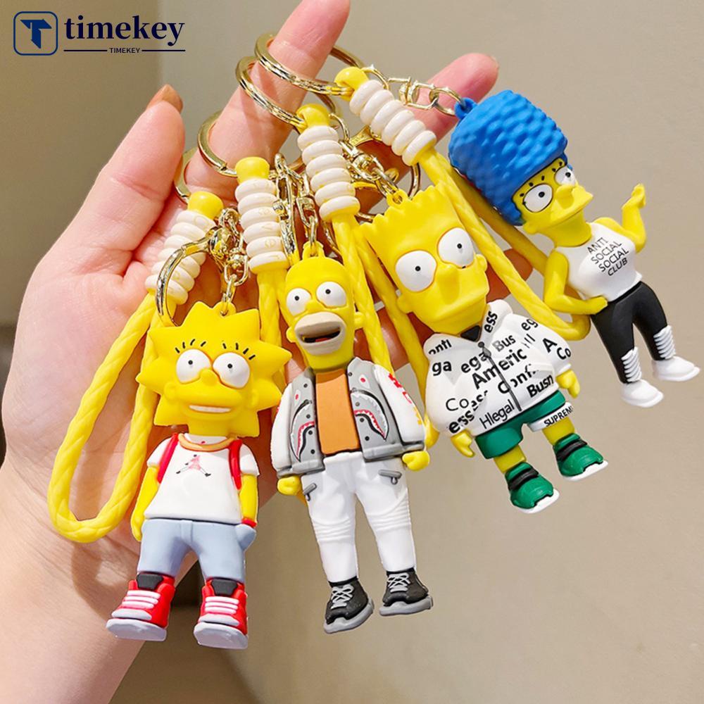 Timekey Kartun Anggota Keluarga Gantungan Kunci Wanita Pria Kreatif Anime Figurine Keyrings Untuk Pasangan Handbag Charms O7T2