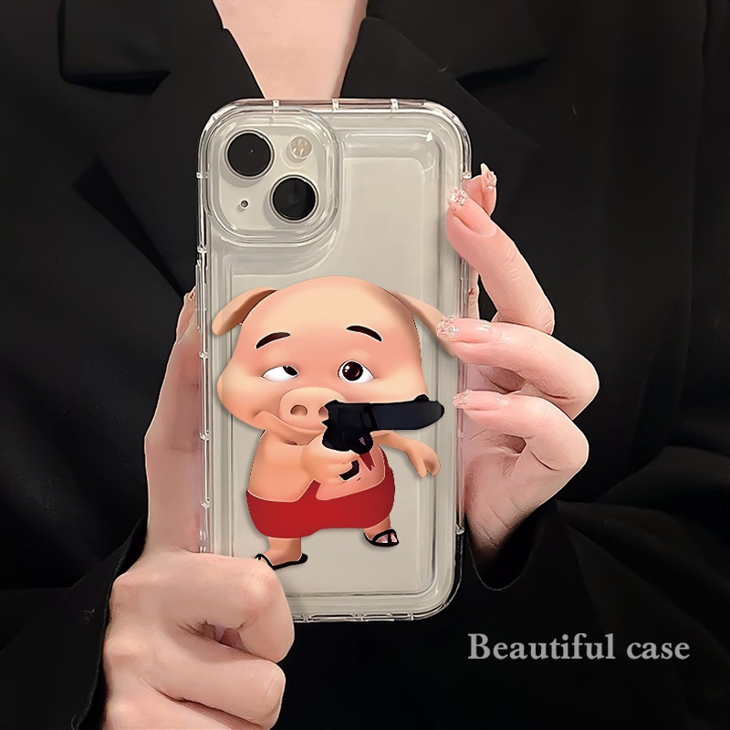 IPHONE Casing Ponsel Lembut Lucu Kompatibel Untuk Iphone14 13 11 12 Pro XS Max X Xr7 +8 Plus Casing Pasangan Babi Silikon TPU Shockproof Cover