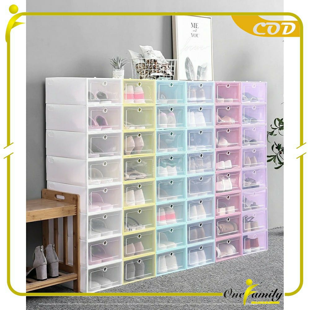 COD SM88 Kotak Sepatu Lipat Transparan Shoes Storage Box Organizer Rak Sepatu Plastik Susun