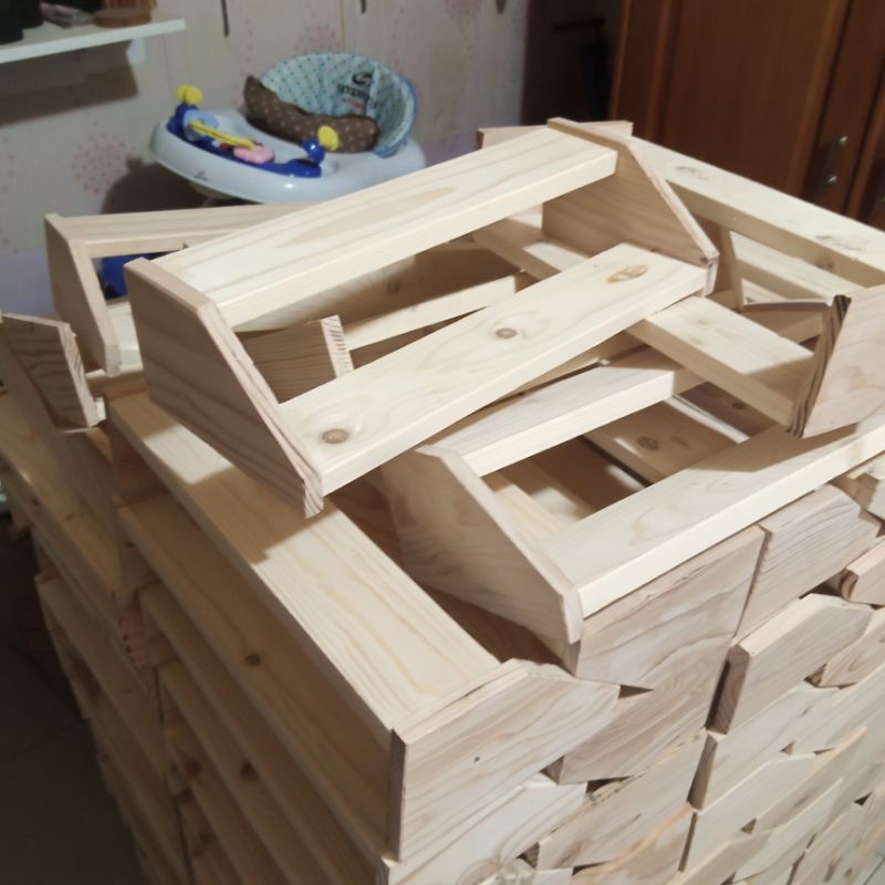 Rak Bumbu Toples Kayu Model Tangga 2 Susun - Tempat Bumbu Dapur 2 Tier - Abik Store