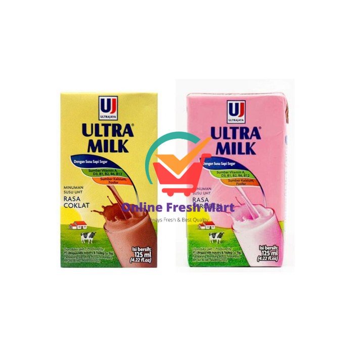 

Ultramilk Susu UHT Rasa Coklat / Strawberry [125 ml] - Coklat - Online Fresh Mart Denpasar