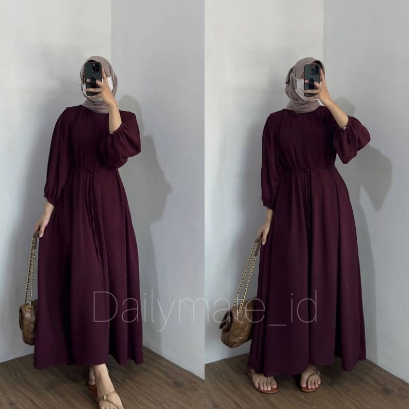 𝐏𝐆𝐌𝐓 • Danara Dress / Gamis XL XXL Busui Resleting Depan / Gamis Polos / Dress Muslim Wanita / Busana Muslim / Gamis Bahan Crinkle airflow Danira