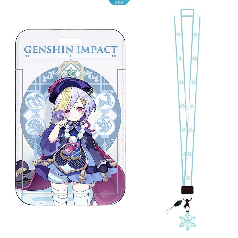 Genshin Impact Hu Tao Lanyards Gantungan Kunci Badge Holder ID Kartu Kredit Pass Hang Rope Lariat Strap Untuk Kunci Aksesoris Anime Hadiah [ZK]