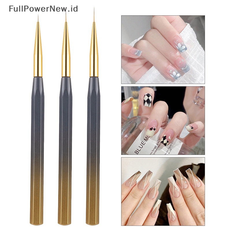 Power 3PCS Nail Art Pen Dotg Paing Gambar UV Gel Liner Polish Brush Tool Set ID