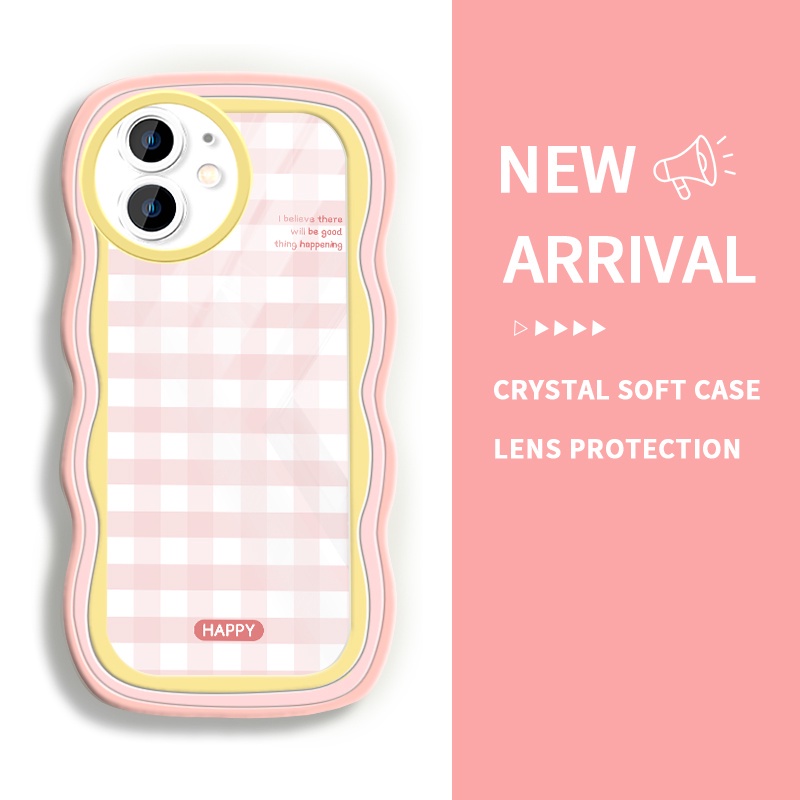 PARABA Casing Hp For iPhone 12 12 Pro 12 Mini 11 Pro Max Soft Case Teks Kotak-Kotak Bingkai Bergelom