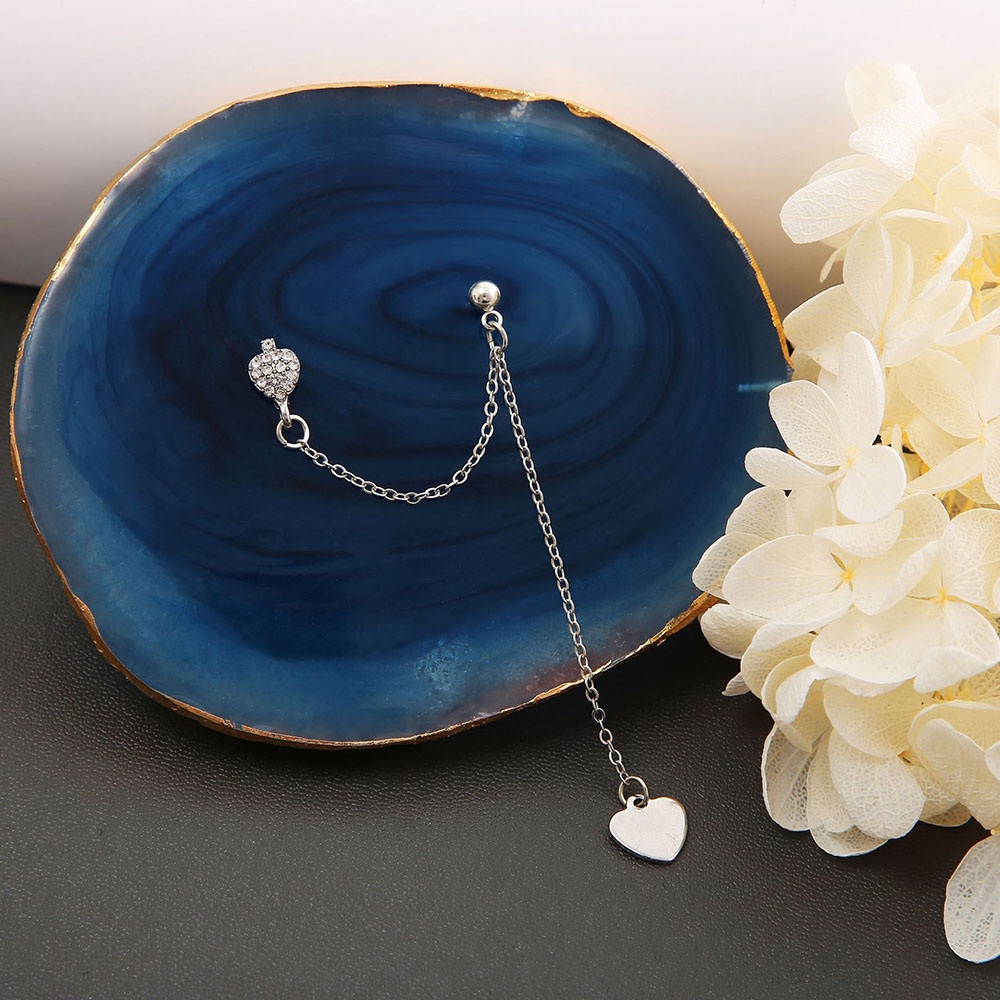 Perhiasan Geometris Sederhana Rantai Rumbai Panjang Hati Drop Earrings Untuk Wanitapestahadiah