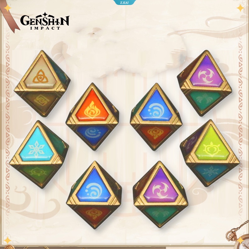 Genshin Impact Eye of God Metal Card Dengan Liontin Warna Elemen Tiga Dimensi Berbentuk Berlian Perlengkapan Permainan Tarot Taplak Meja [ZK]