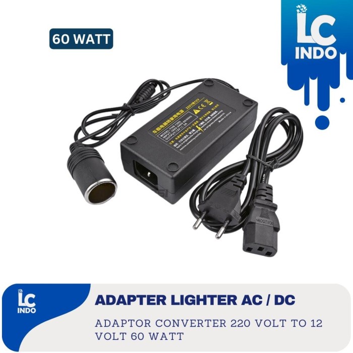 Adaptor Lighter Ac 220 To 12 Volt / Adaptor Vacum Cleaner Mobil
