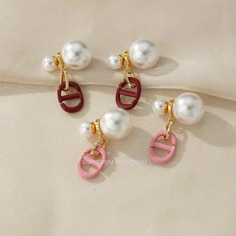 Cd Anting Mutiara Huruf Warna-Warni Anting Premium Mewah Ringan Eropa Dan Amerika Baru