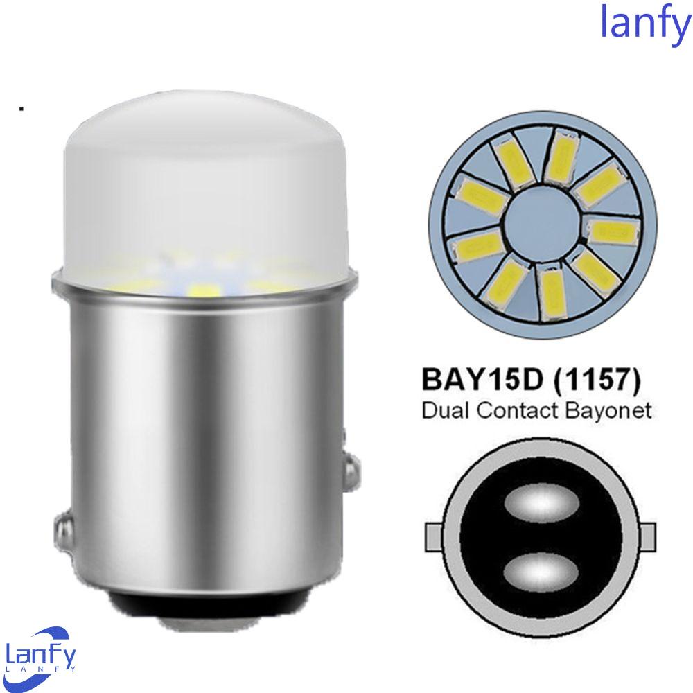 Lanfy Lampu Mobil Putih DRL12V SMD 3014p21 5W BAY15D Bohlam Led Otomatis Terang Tinggi