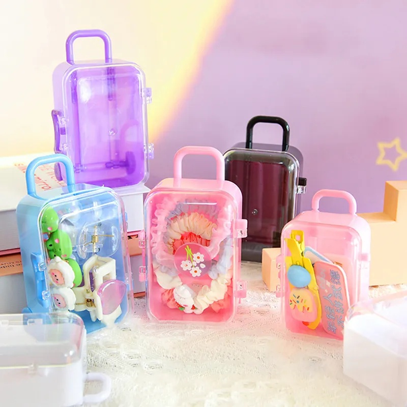 New Creative Mini Trolley Case/ Alat Penyimpanan Kuku Bulu Mata Perhiasan Organizer/ Rolling Travel Koper Candy Box Gift