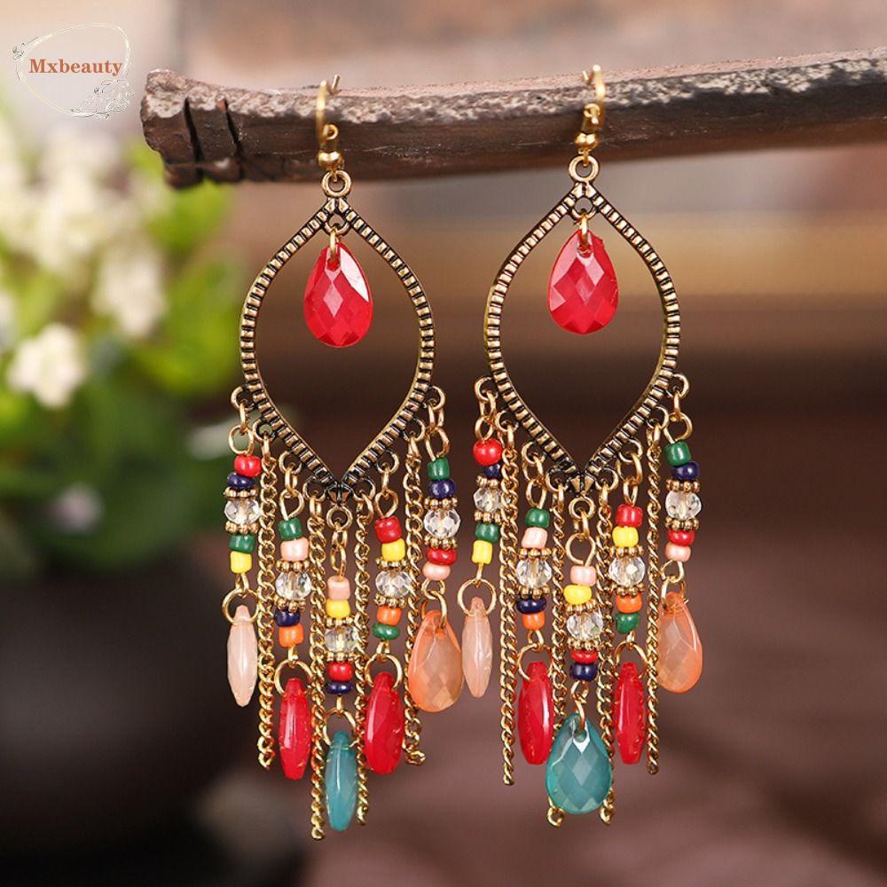 Mxbeauty Anting Rumbai Panjang Kreatif Vintage Hadiah Perhiasan Aksesoris Ear Hook Gaya Etnik Wanita Drop Earrings