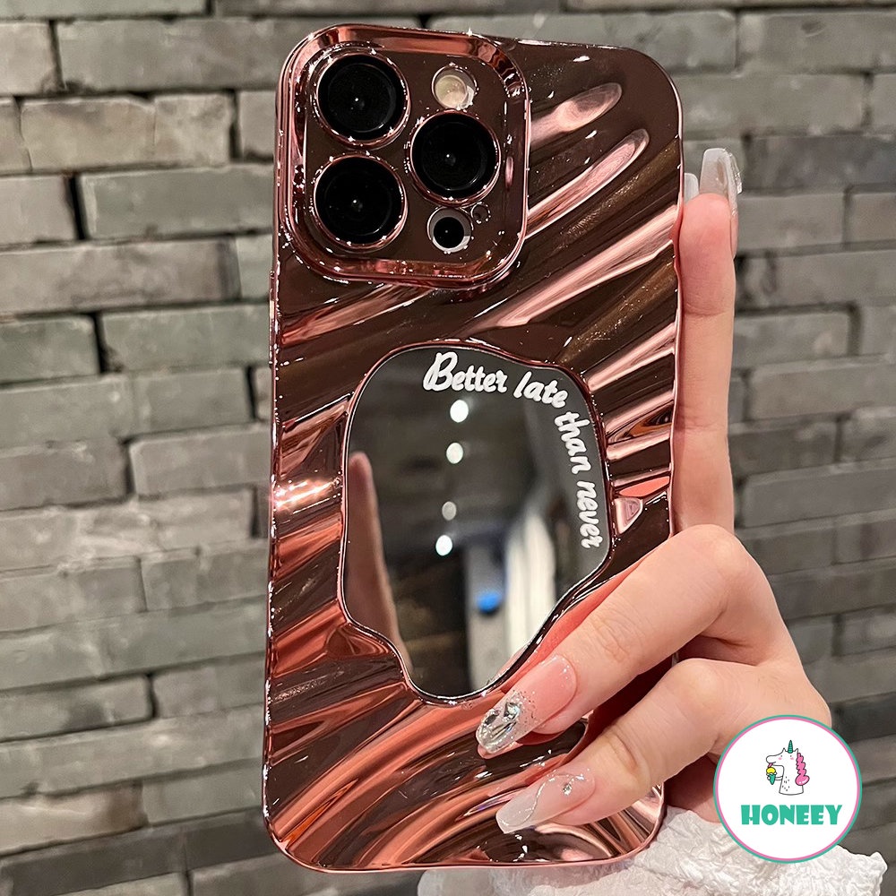 Deluxe Glitter 3D Ungu Lipat Penutup Belakang Kompatibel Untuk iPhone 14 Pro Max Case iPhone 11 12 13 Pro Max Cermin Rias Shockproof Cover