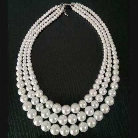 Hepburn Mutiara Multi-Layer Kalung Berlebihan Cheongsam Besar Kecil Bulat Manik Rantai Elegan Kalung Wanita