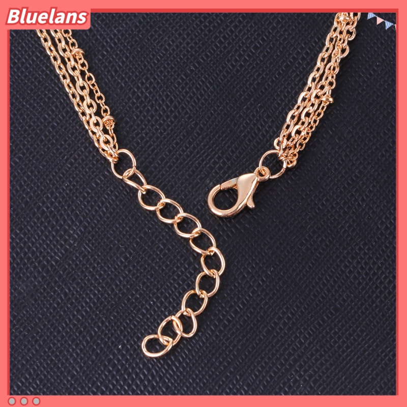 [BLS] Kalung Mutiara Tiga Lapis Payet pin Pendek Aksesoris Rantai Tulang