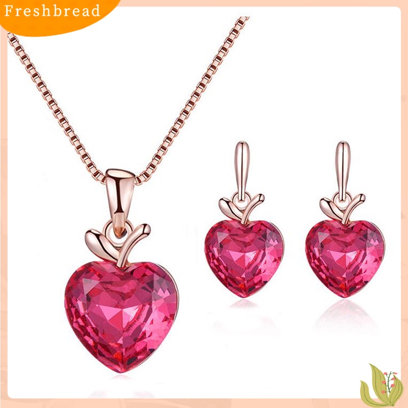 [FRA] Set Perhiasan Pengantin Peach Heart Apple Heart Pendant Kalung Anting Dua Potong Set