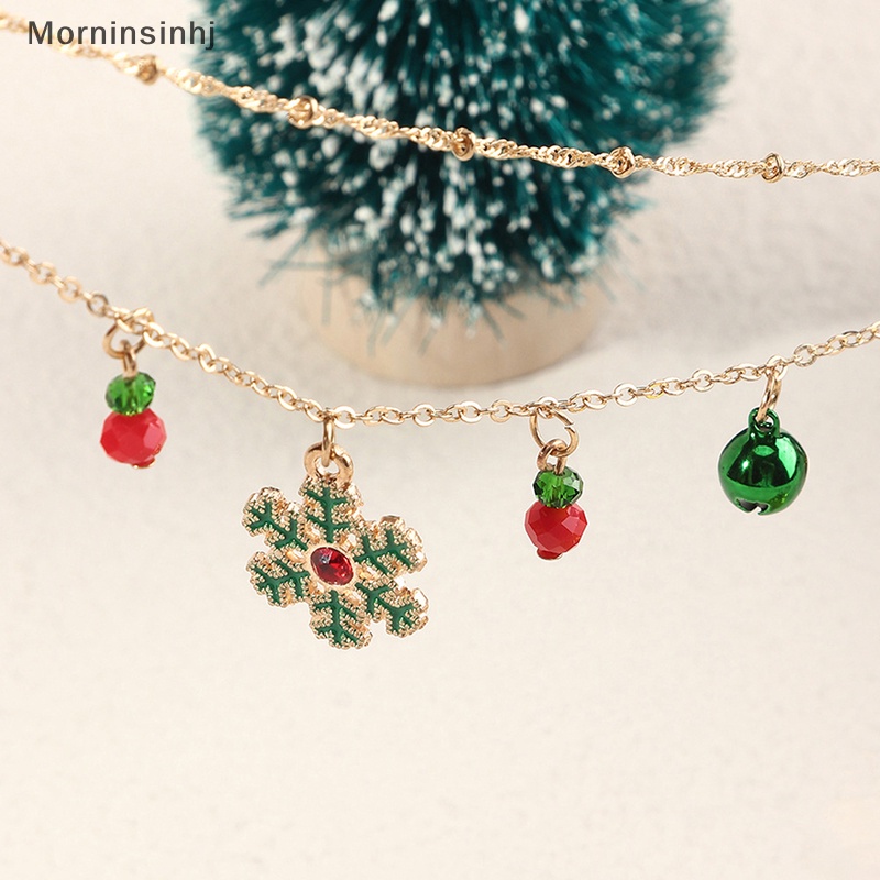 Mornin Halus Warna-Warni Lonceng Kristal Pohon Natal Liontin Kalung Untuk Wanita Fashion Klavikula Rantai Kalung Perhiasan Xmas Tahun Baru Hadiah id