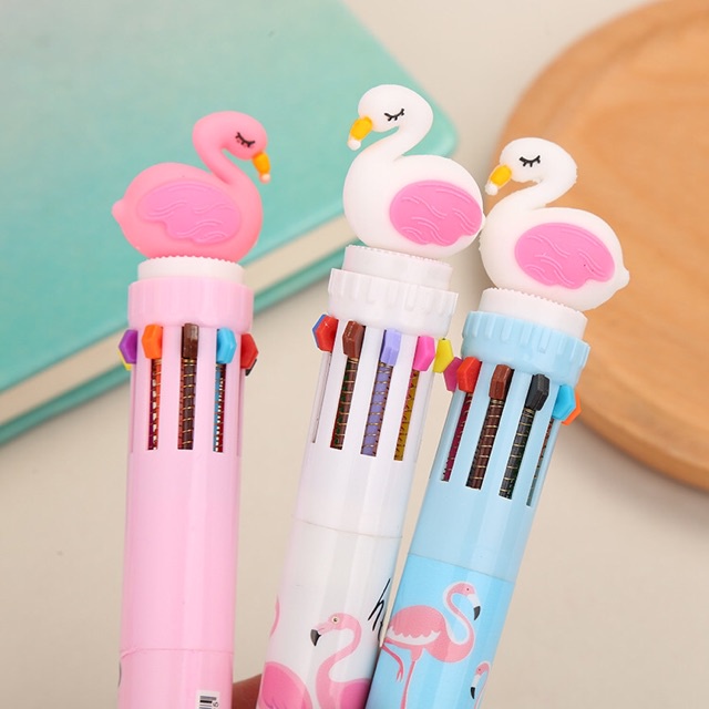 Pulpen 10 warna Dino 1 pen [ Unicorn, Flamingo, Dinosarus] Pena Ballpoint