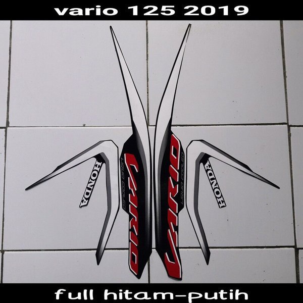 stiker striping body motor vario 125 fi 2019 full hitam-putih