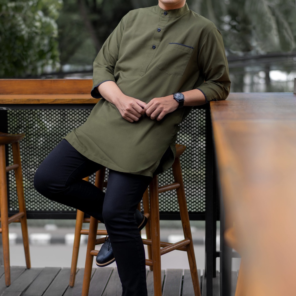 Baju Koko Rashad Big Size XXL 3XL 4XL Bahan Katun Adem Lengan 3/4 Baju Koko Muslim Fashion Dewasa