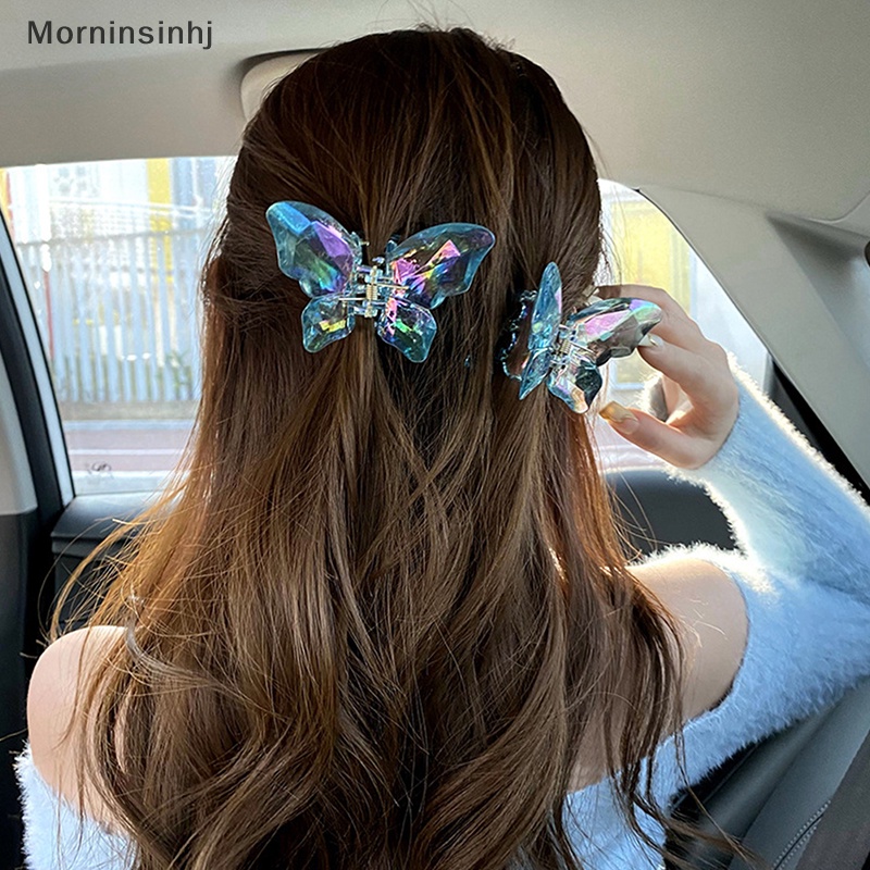 Mornin Lebih Besar Warna-Warni Butterfly Jaw Clip Hias Acrylic Butterfly Hair Claw Clip Hair Jaw Jepit Untuk Aksesoris Wanita2023 id