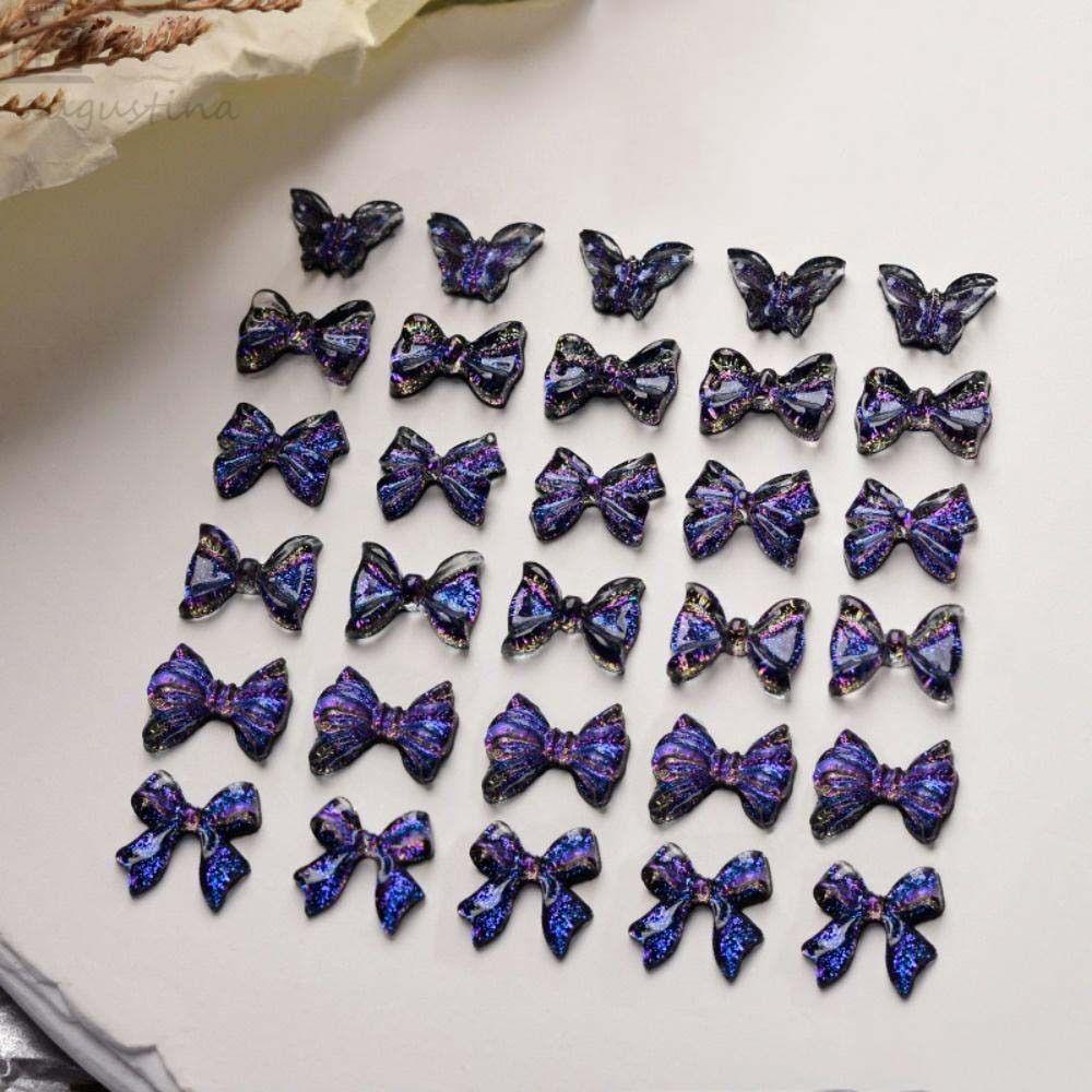 AUGUSTINA Agustina Busur Dekorasi Kuku Wanita Fashion Pesona Kuku Ikatan Simpul Nail Art Perhiasan Manicure Aksesoris