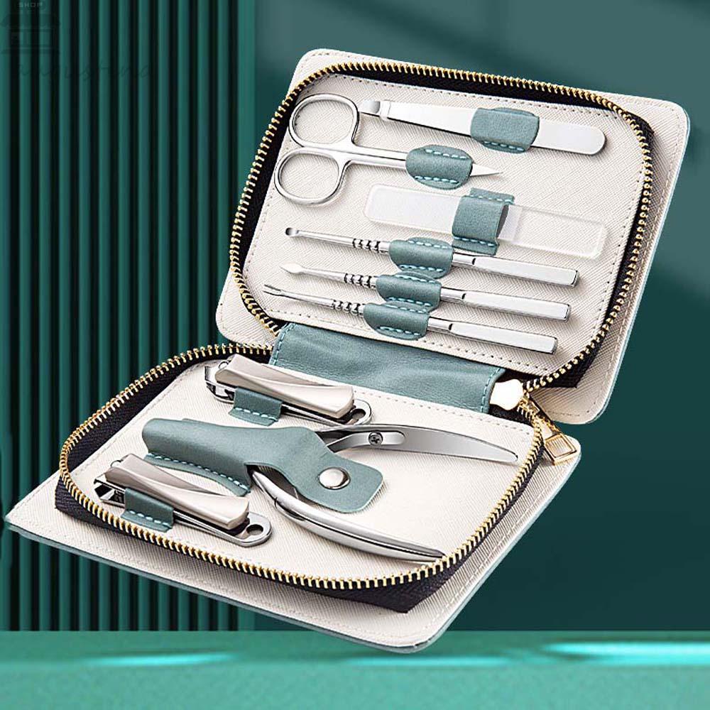 AUGUSTINA Agustina Gunting Kuku Set Profesional Stainless Steel Poles Kuku Sanding Pedicure Gunting Kuku Earpick Penjepit Alis Manicure Tool