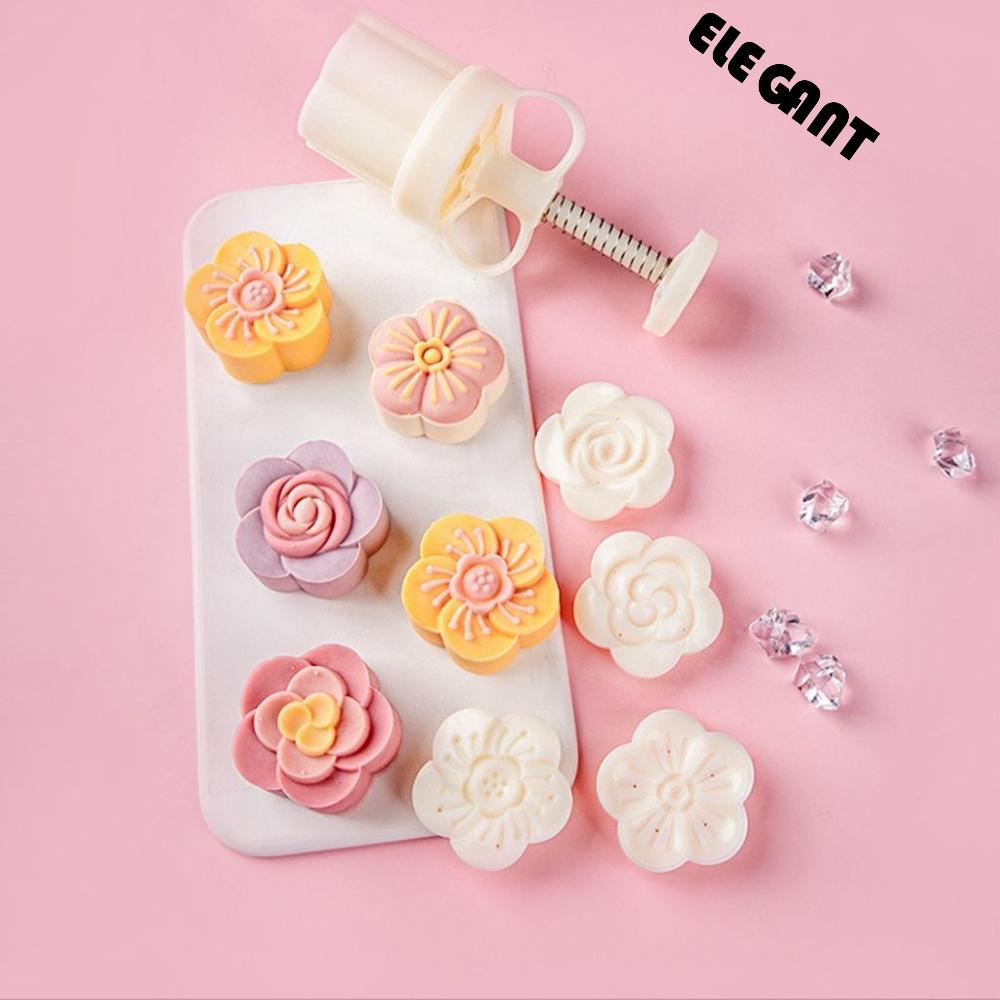 【 ELEGANT 】 Sakura Cetakan Mooncake 1set Motif Bunga Kreatif DIY Dapur Gadget Pie Membuat Mooncake Press