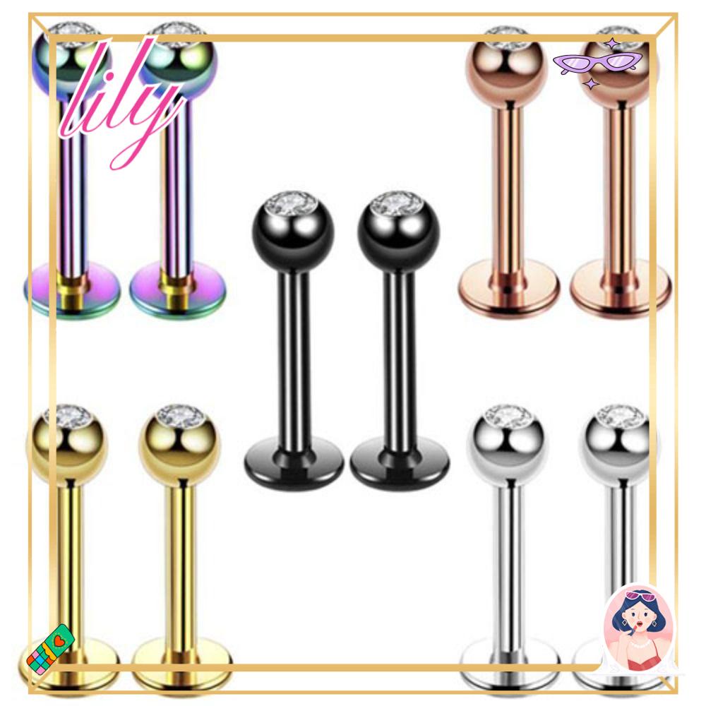 Lily Gem Lip Stud, Set Dengan Cincin Telinga Permata Berlian, Penjualan Panas Tindik Kuku Tulang Telinga Bahan Stainless Steel Untuk Pria Dan Wanita